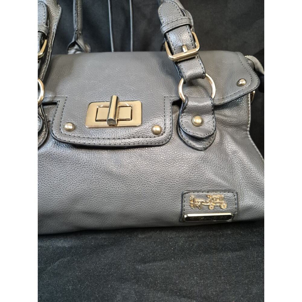 Coach Gray Leather Satchel with Gold Hardware - Picture 3 of 14